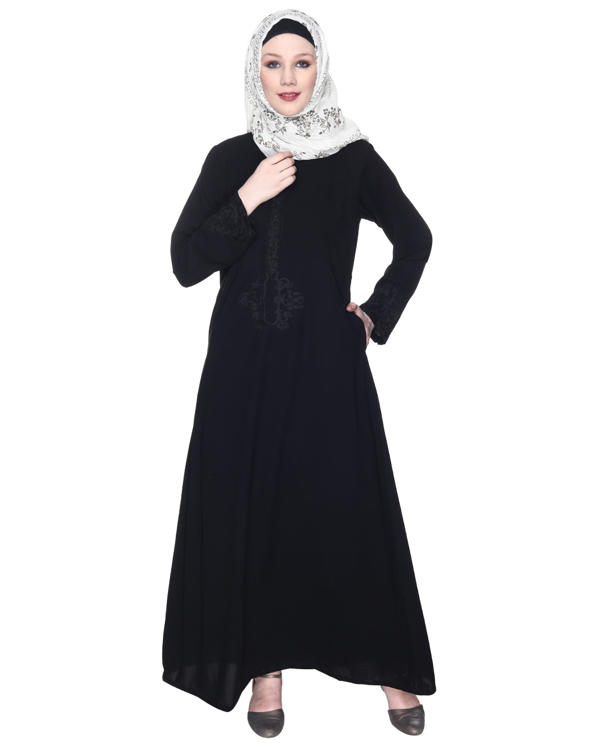 Persian Embroidered Abaya Black & Blue
