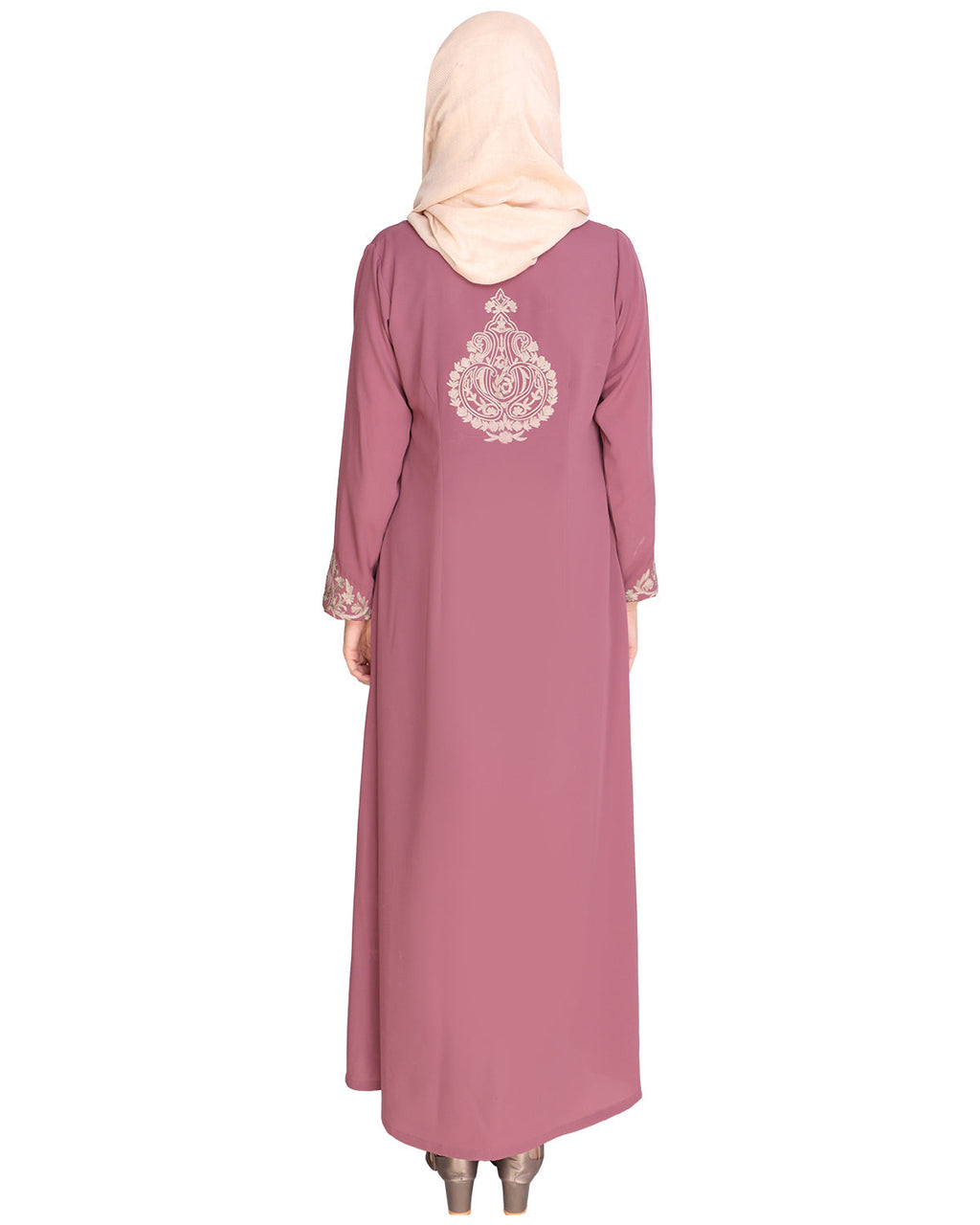 Persian Embroidered Abaya Onion Pink