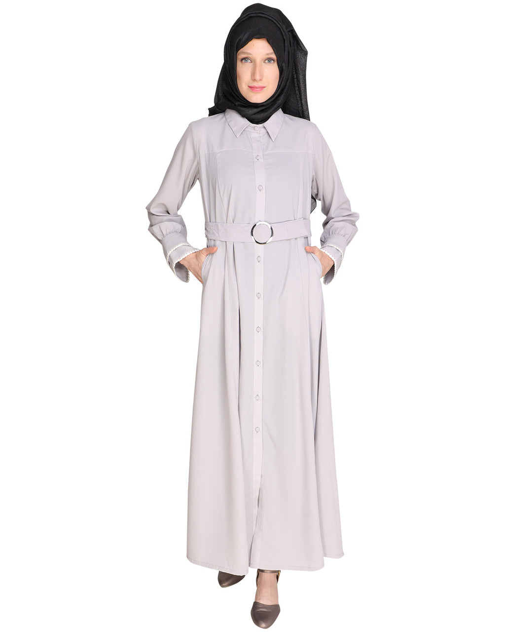 Shirt Style Maxi Dress Black