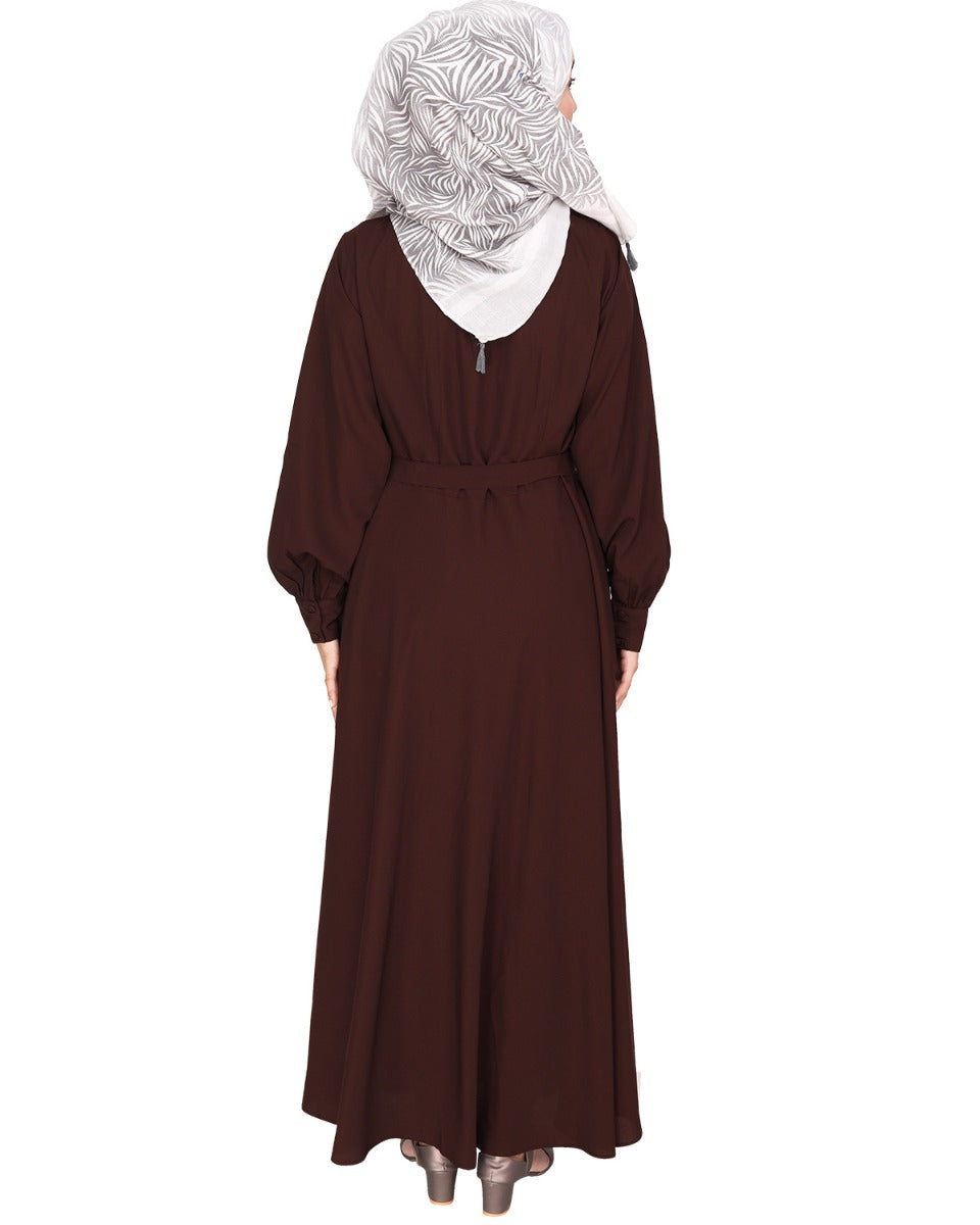 Gathered Neck Maxi Dress Brown
