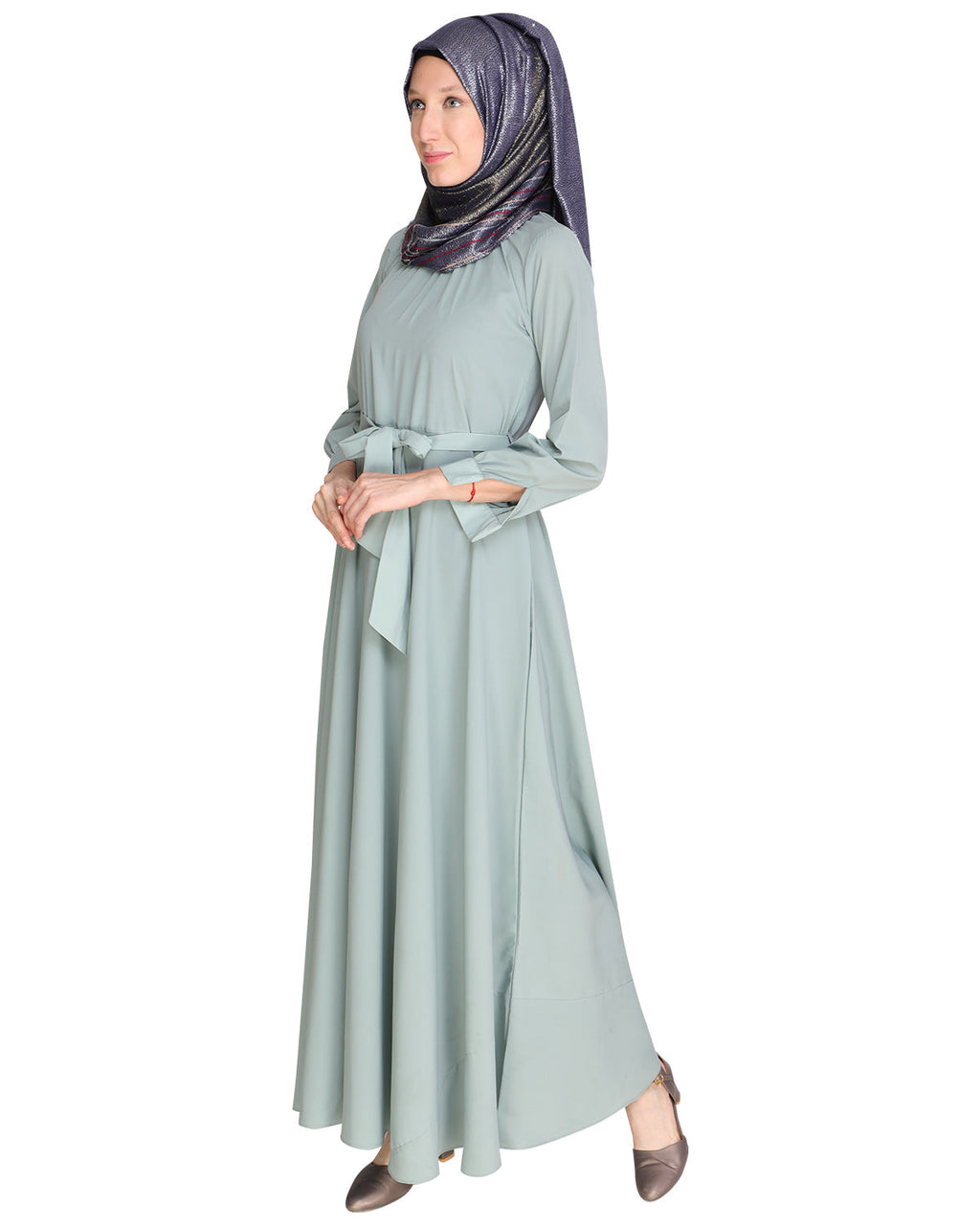 Gathered Neck Maxi Dress Brown