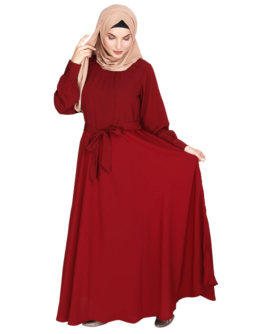 Gathered Neck Maxi Dress Ice Blue
