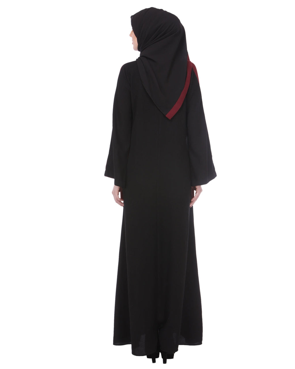 Casual Abaya Black & Maroon