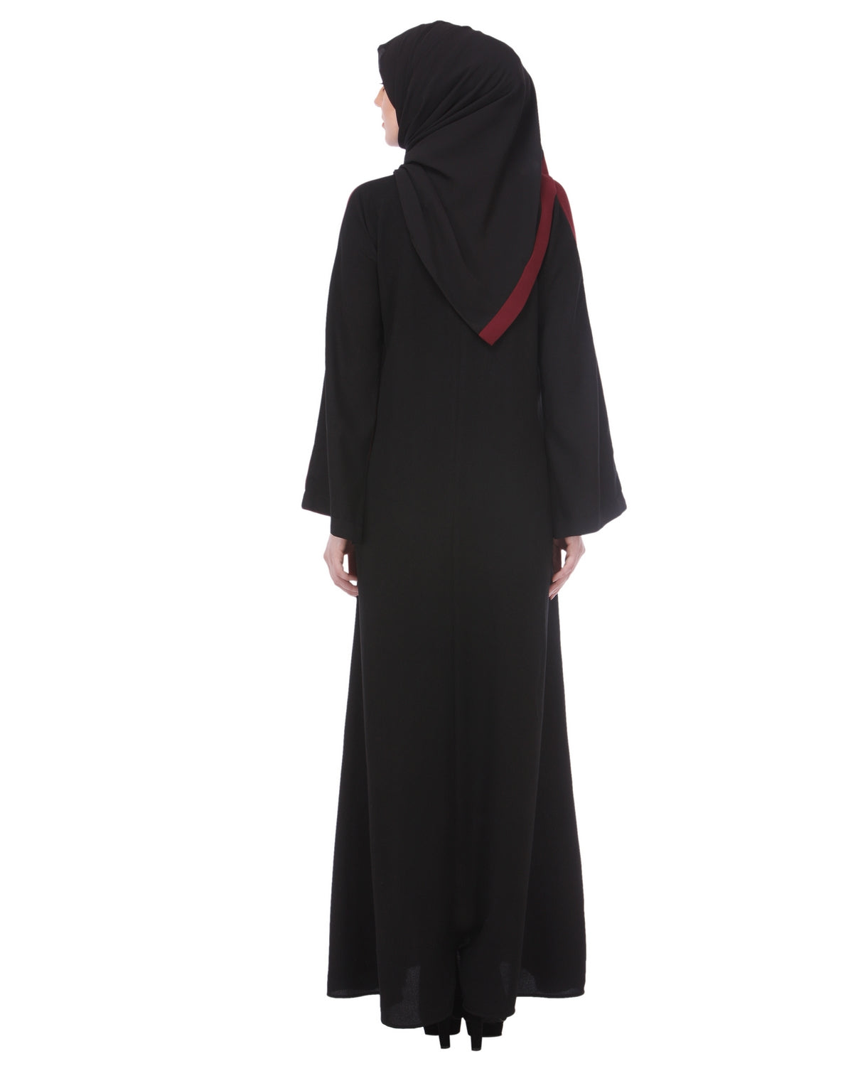 Casual Abaya Black & Maroon