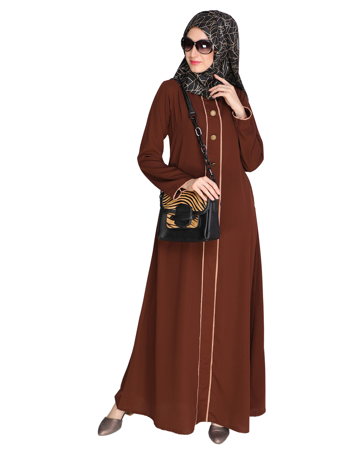 Sleek Dark Abaya Dark Brown
