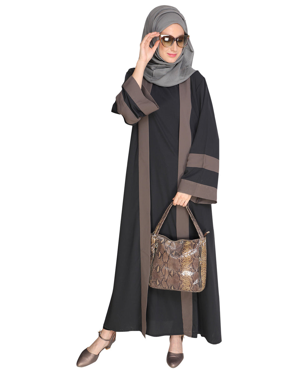 Contemporary Anchor Abaya Grey
