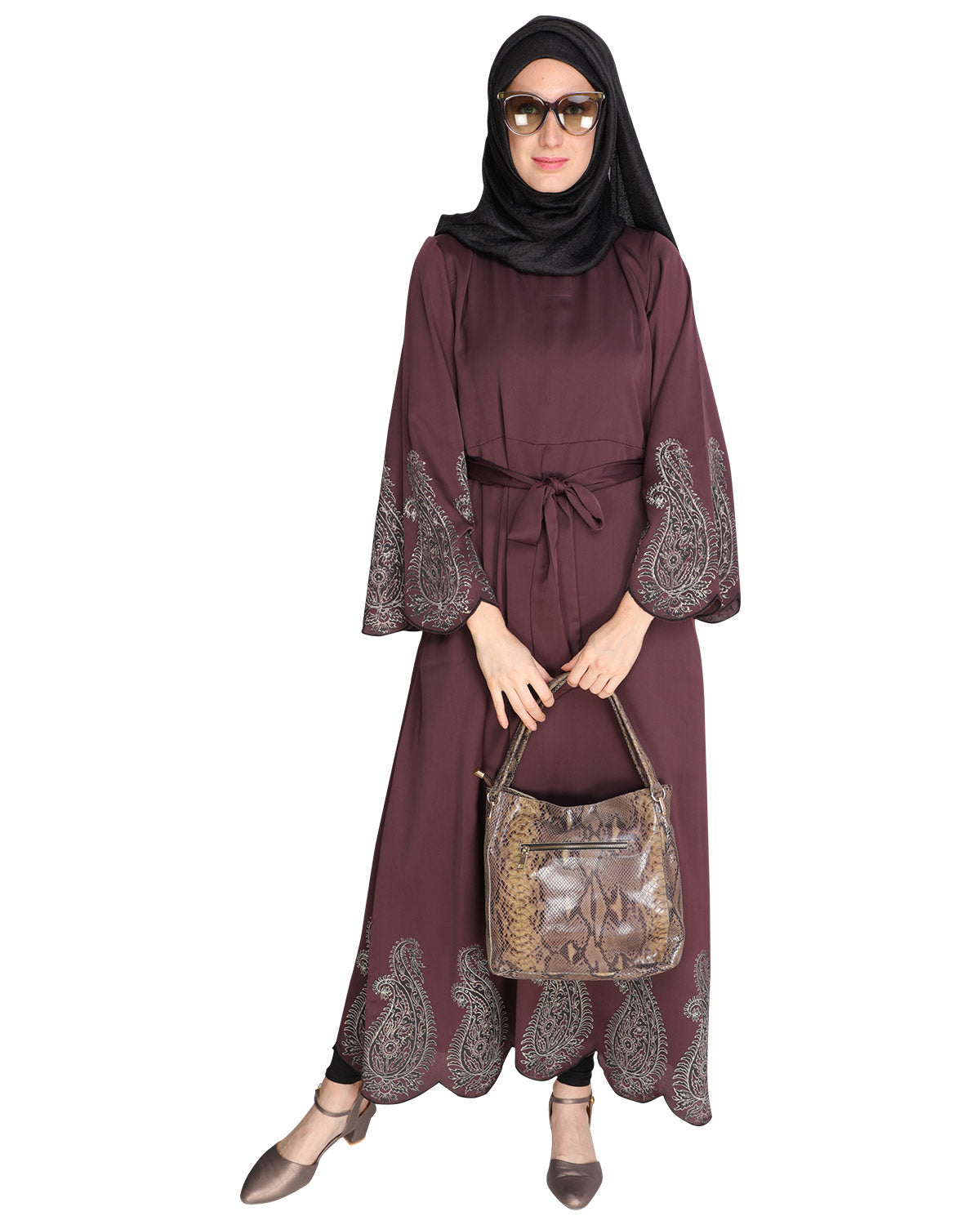 Block printed Abaya Purple