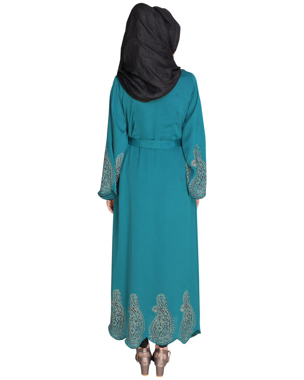 Block printed Abaya Teal Blue