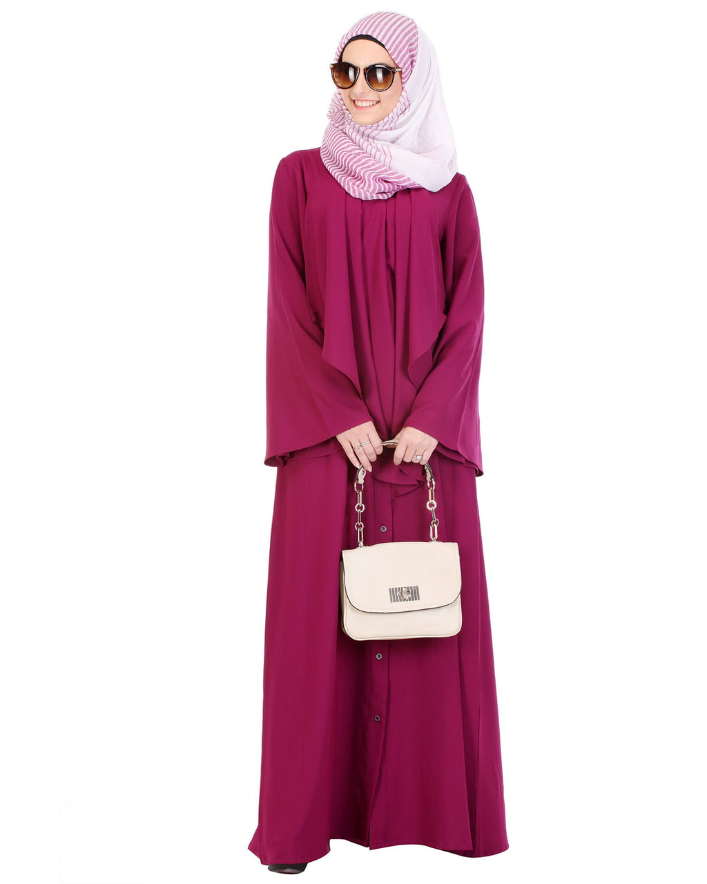 Flared Marsala Abaya Red