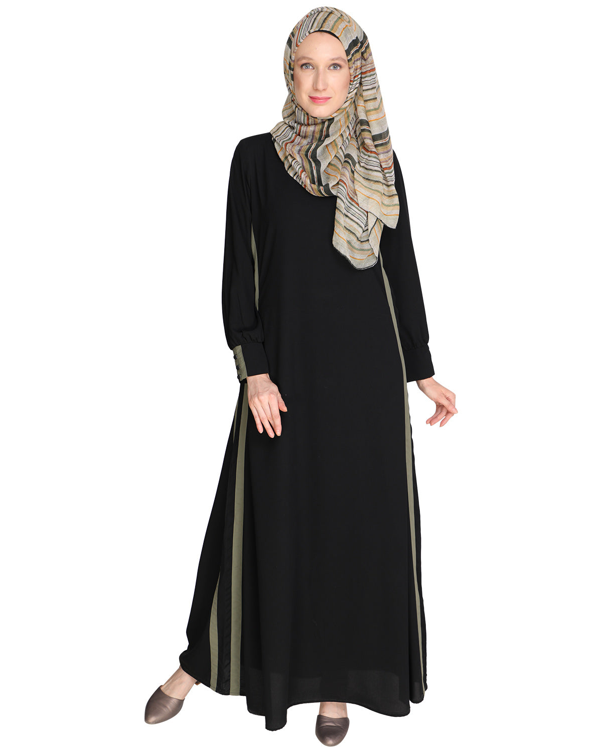 Black Side Detailed Abaya Black