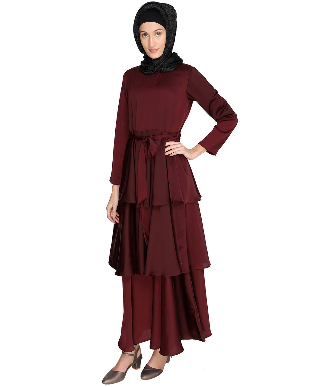 Layered Maxi Dress Wine