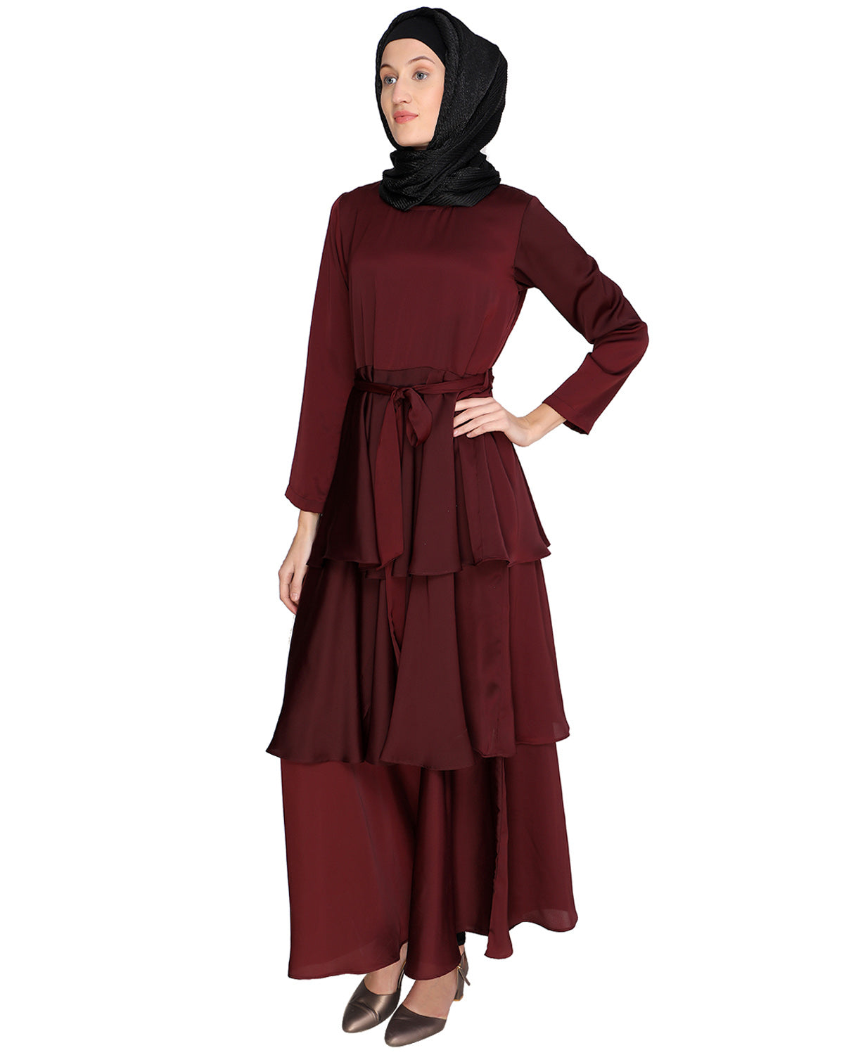 Layered Maxi Dress Wine