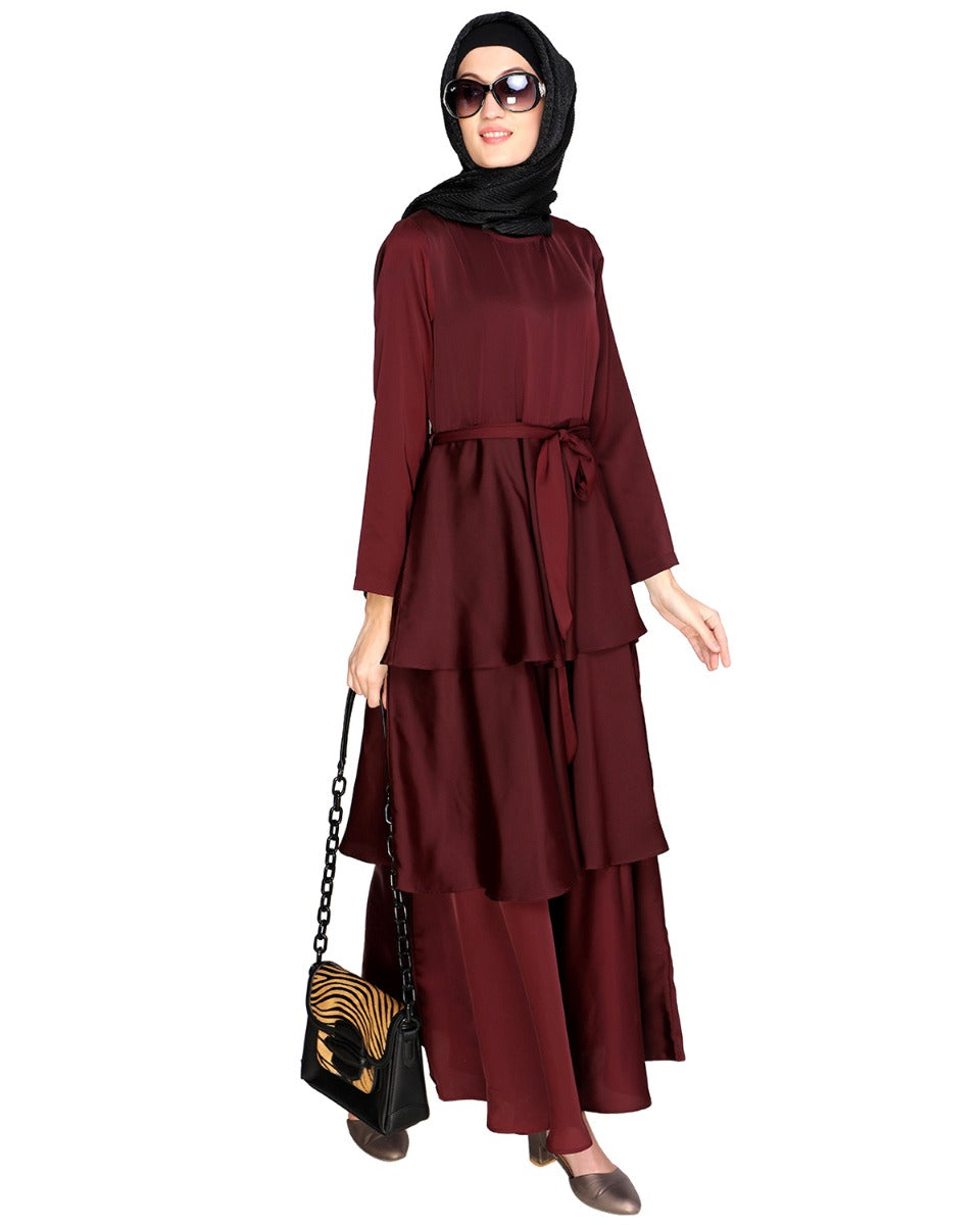 Layered Maxi Dress Wine