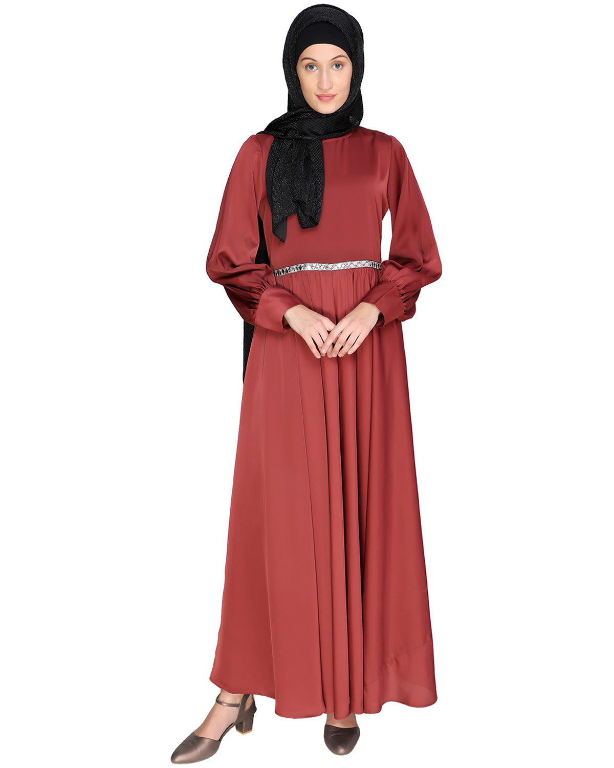 Flared Maxi Dress Brick Red