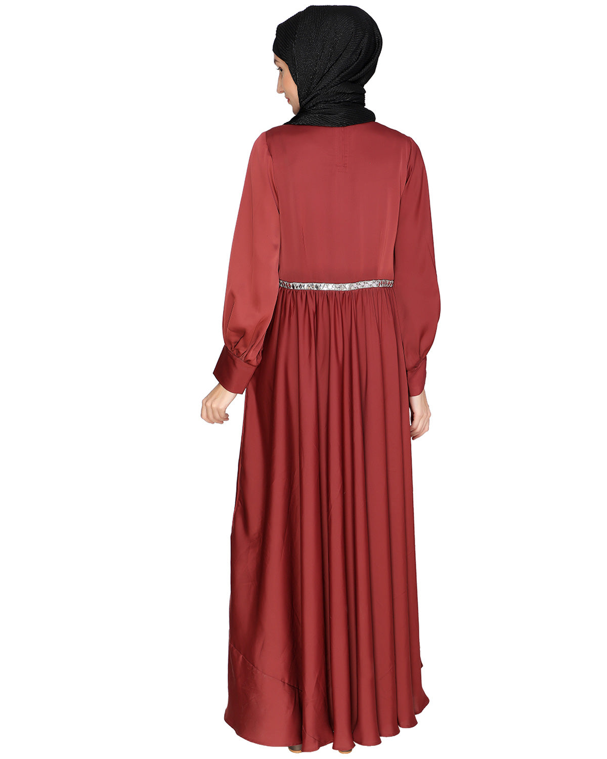 Flared Maxi Dress Brick Red