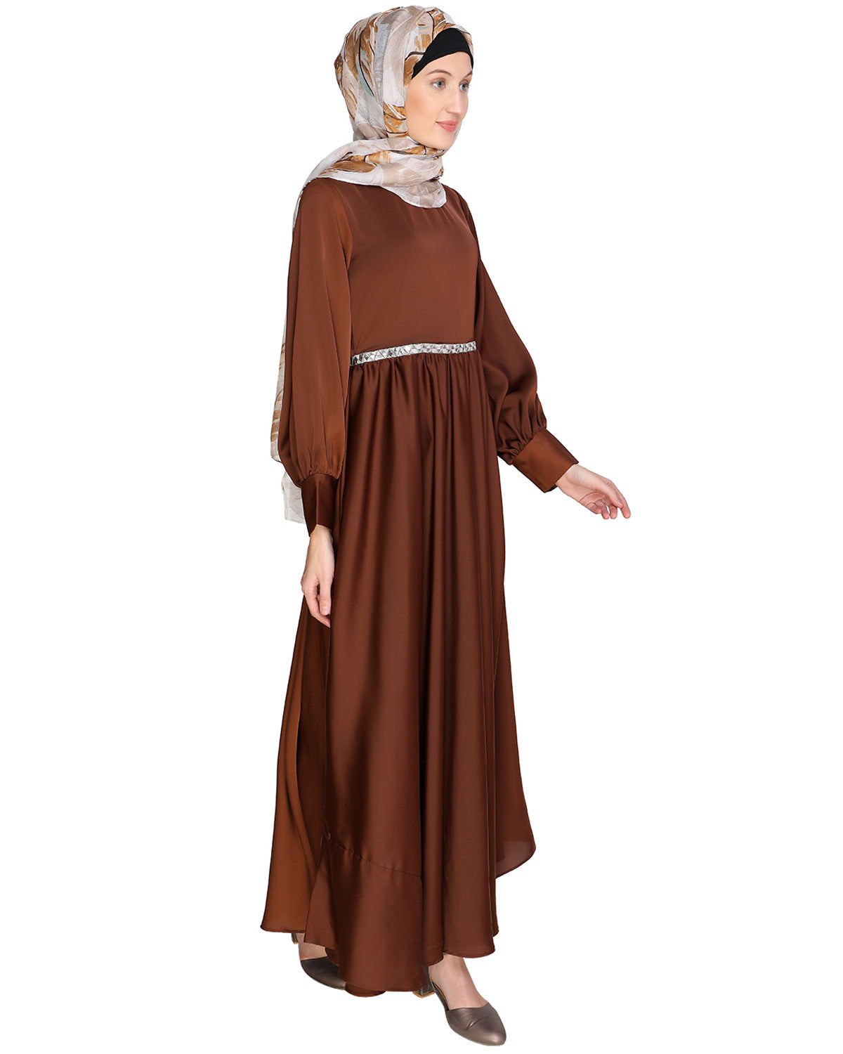 Flared Maxi Dress Caramel Brown