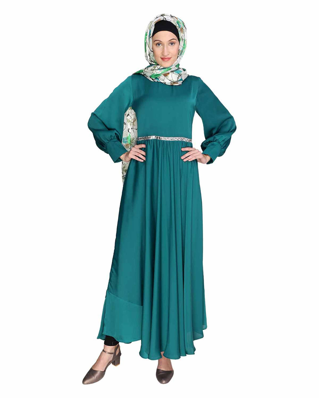 Flared Maxi Dress Green