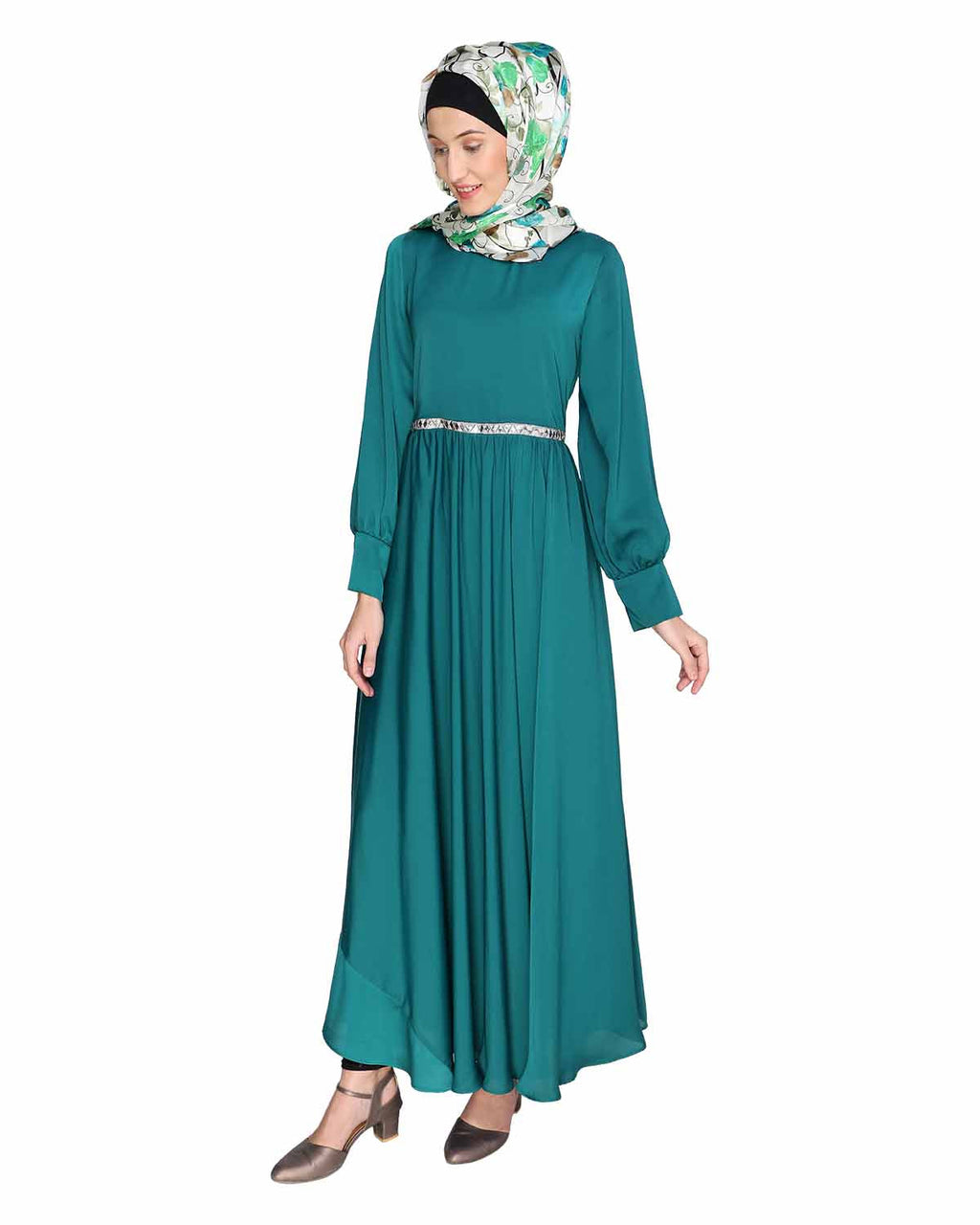 Flared Maxi Dress Green