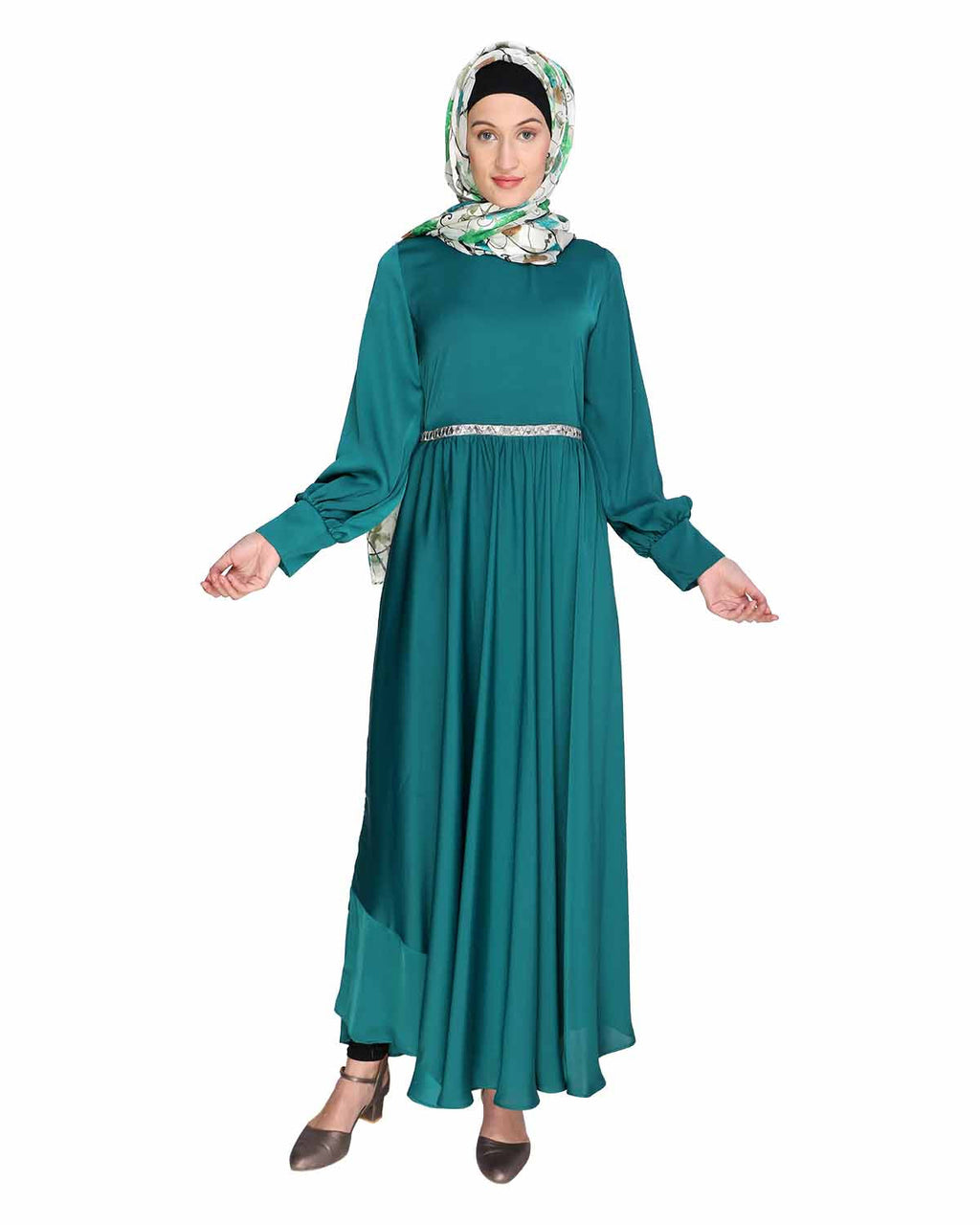 Flared Maxi Dress Green