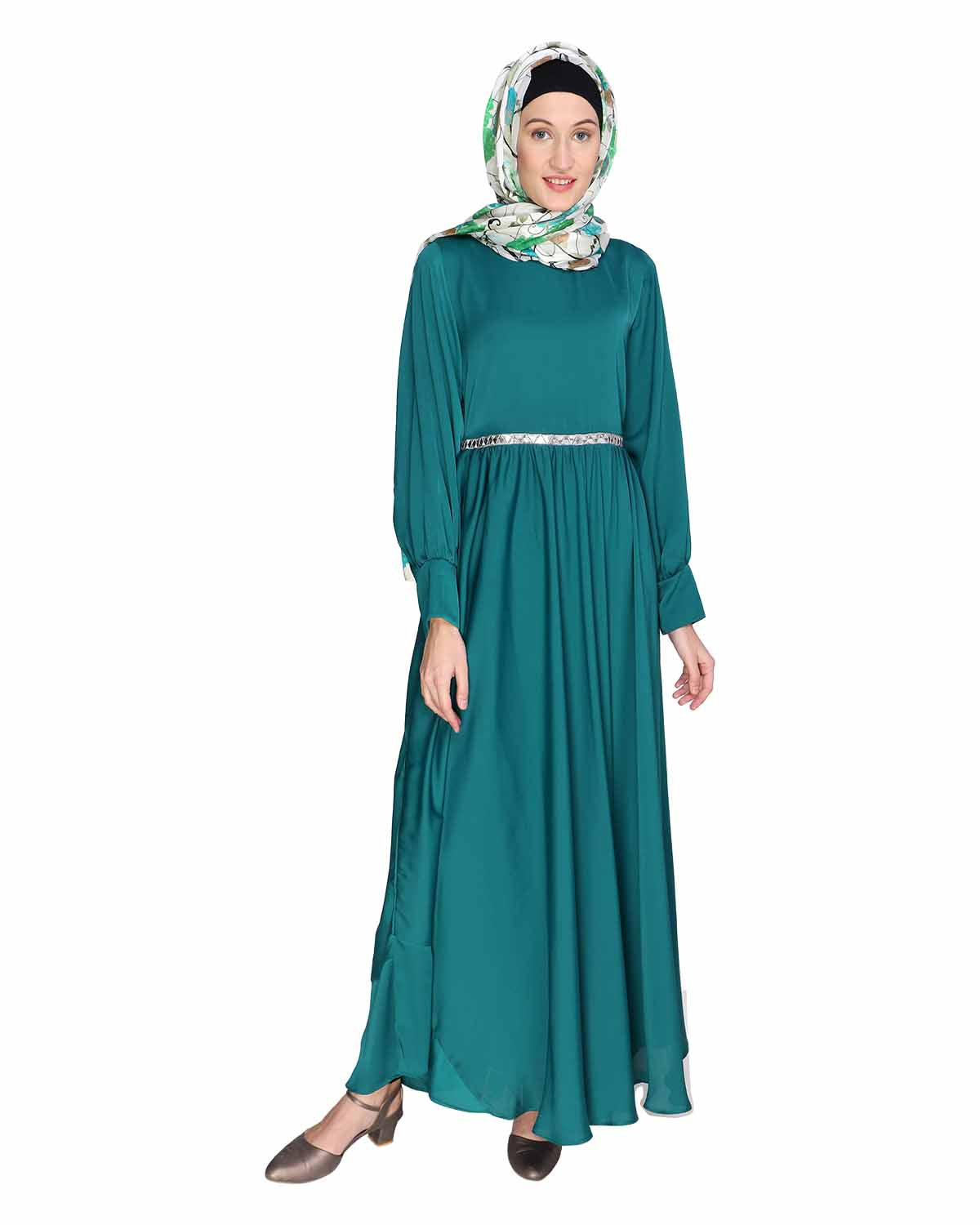 Flared Maxi Dress Green