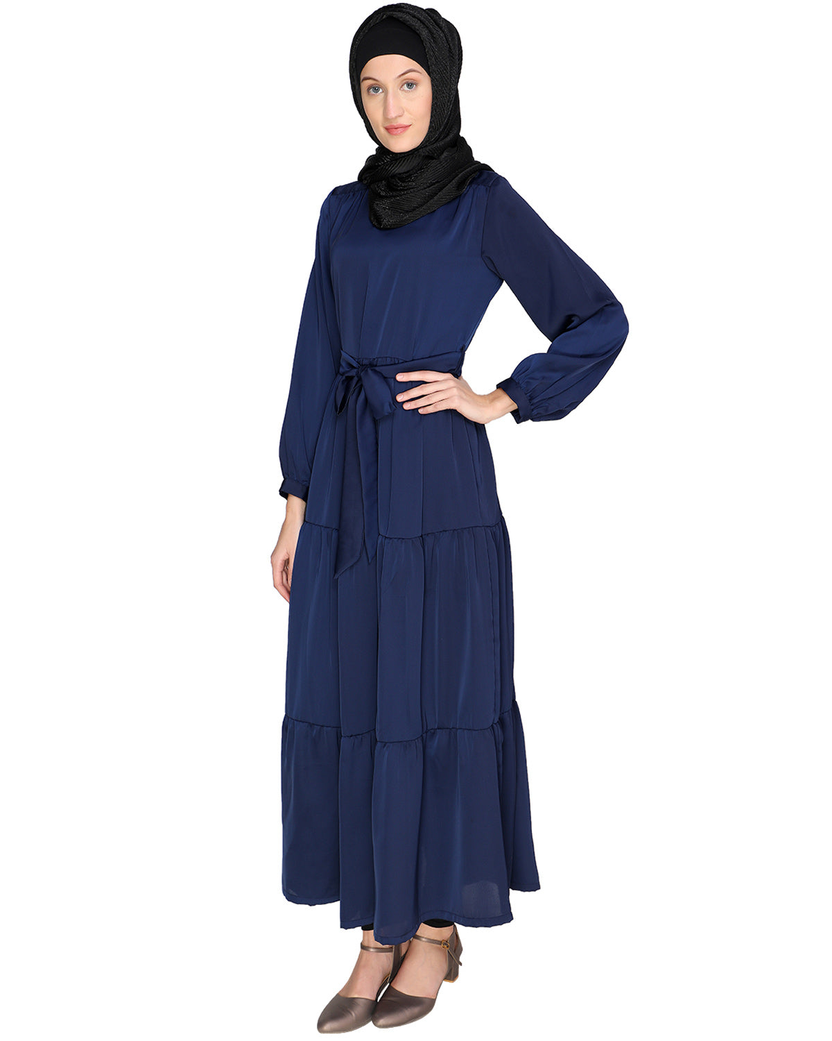 Overlap Maxi Dress Blue