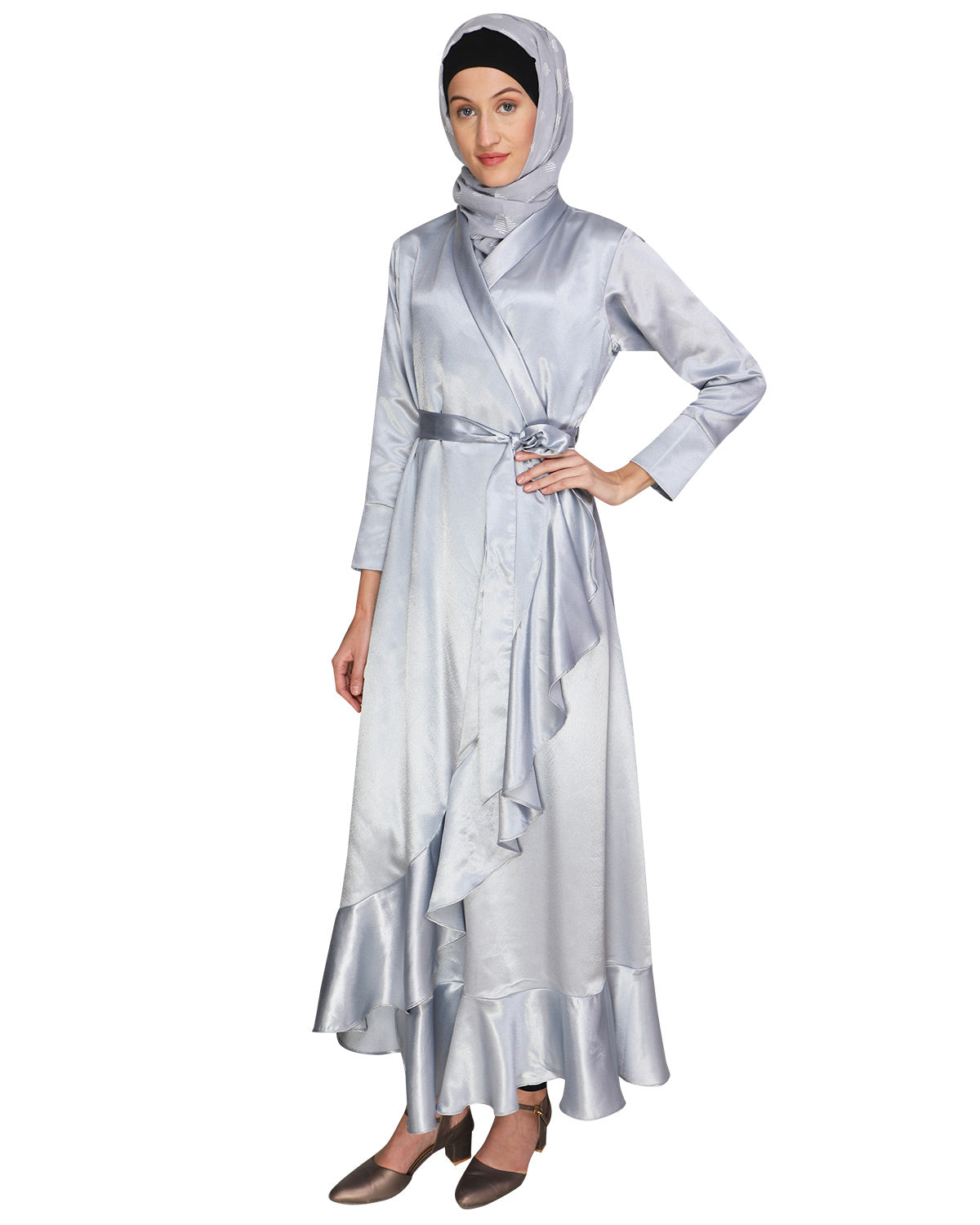 Overlap Maxi Dress Grey