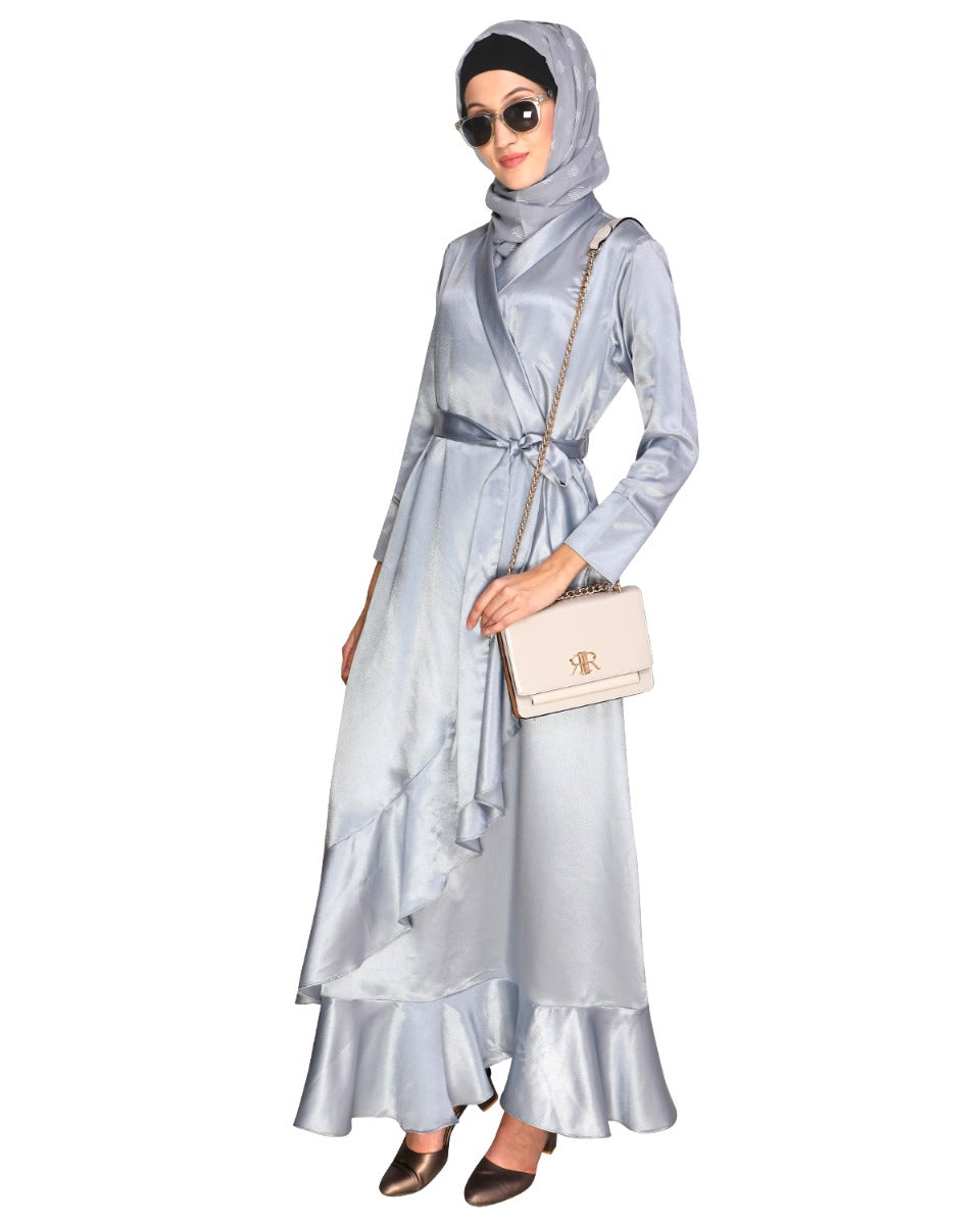 Overlap Maxi Dress Grey