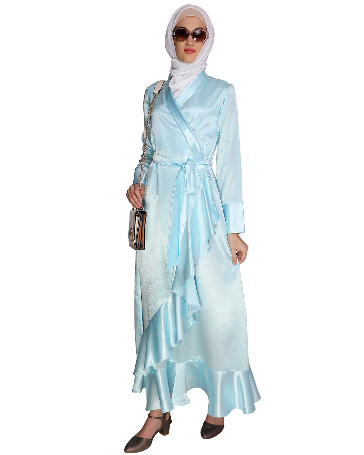 Overlap Maxi Dress Sky Blue