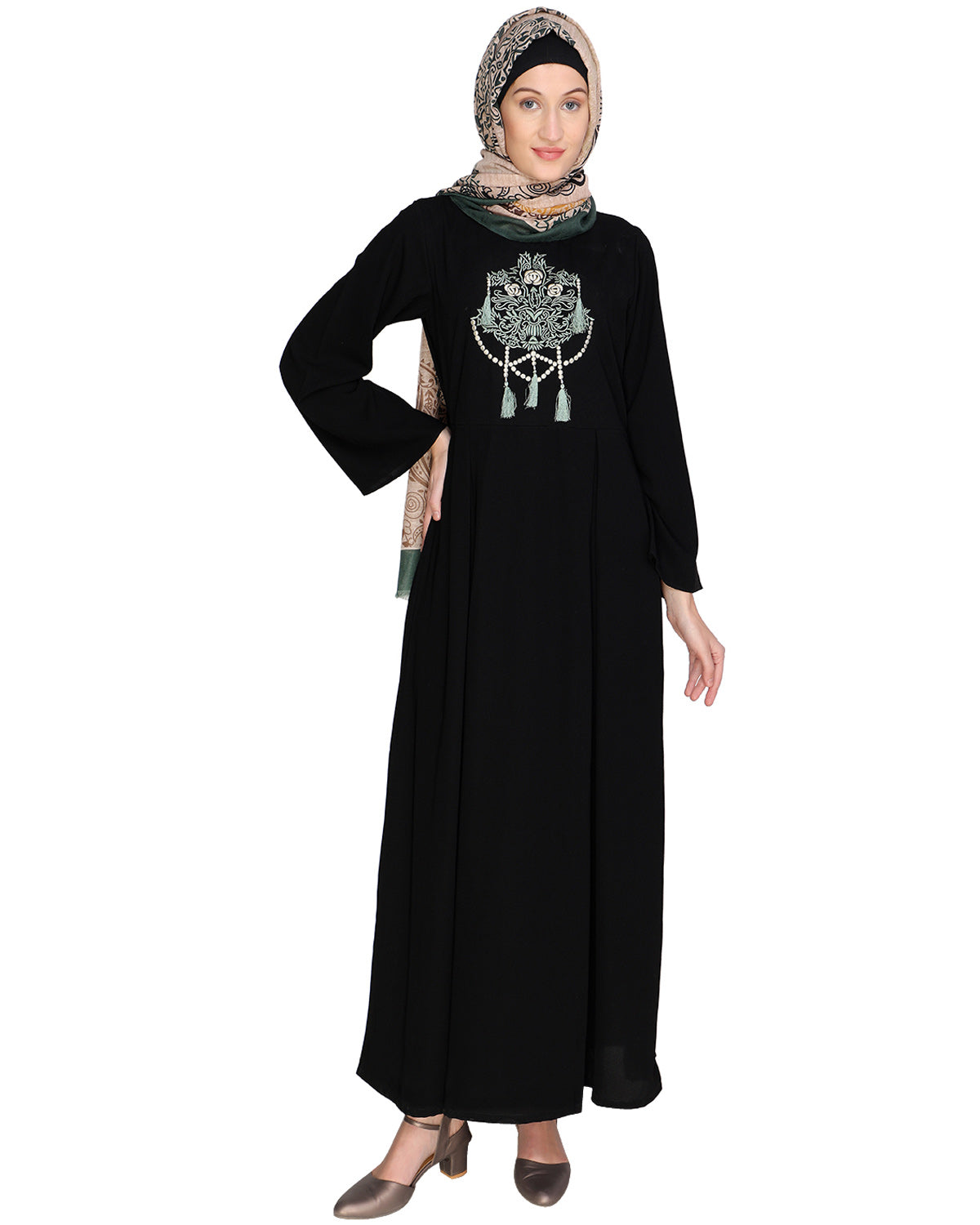 Tassels Detail Abaya Black S