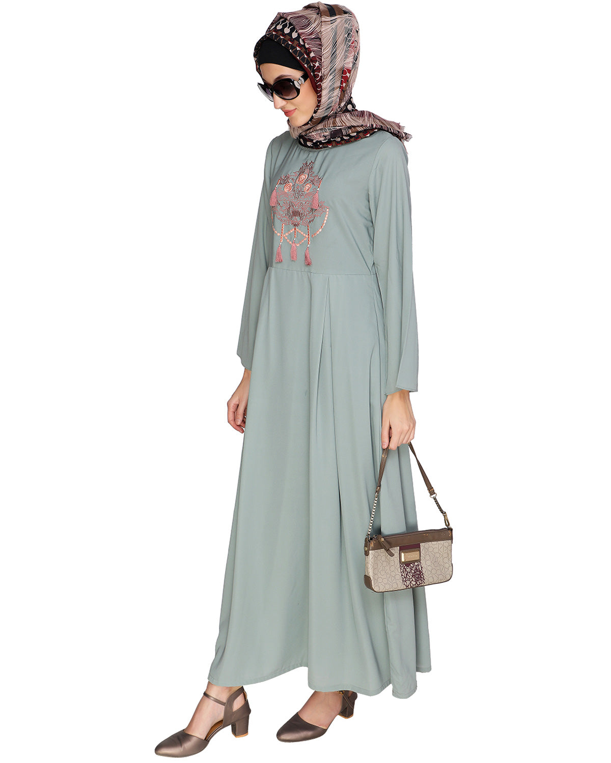 Tassels Detail Abaya Sage Green S