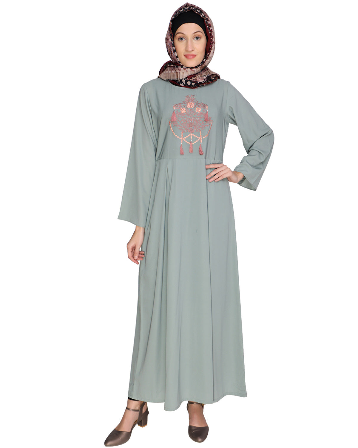 Tassels Detail Abaya Sage Green S