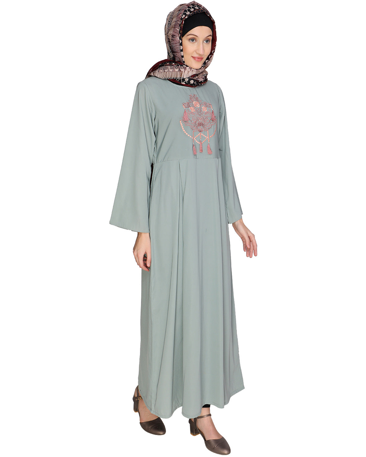 Tassels Detail Abaya Sage Green S