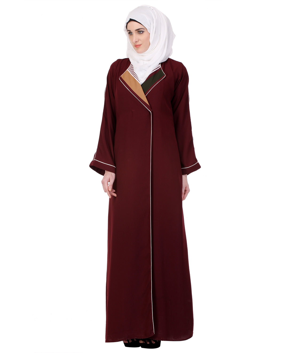 Chocolate Bell Sleeved Coat Style Abaya Chocolate Brown