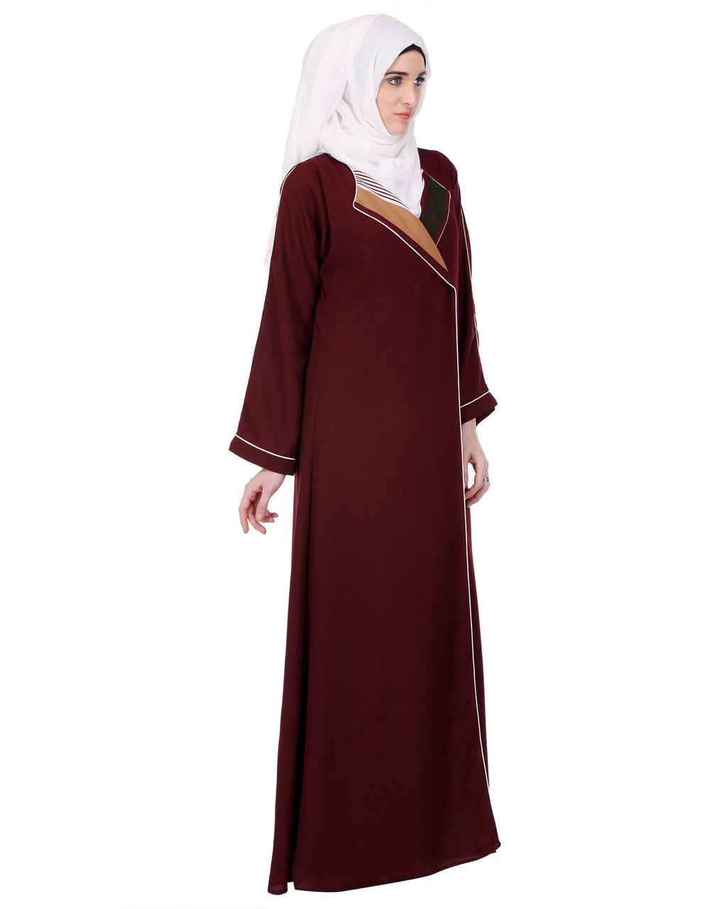Chocolate Bell Sleeved Coat Style Abaya Chocolate Brown