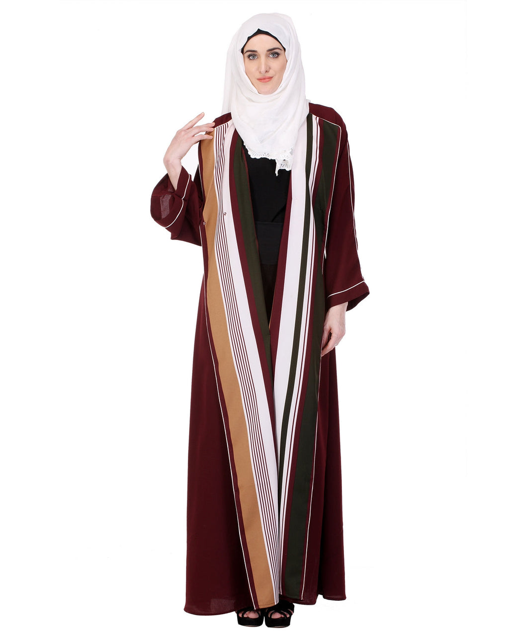 Chocolate Bell Sleeved Coat Style Abaya Chocolate Brown
