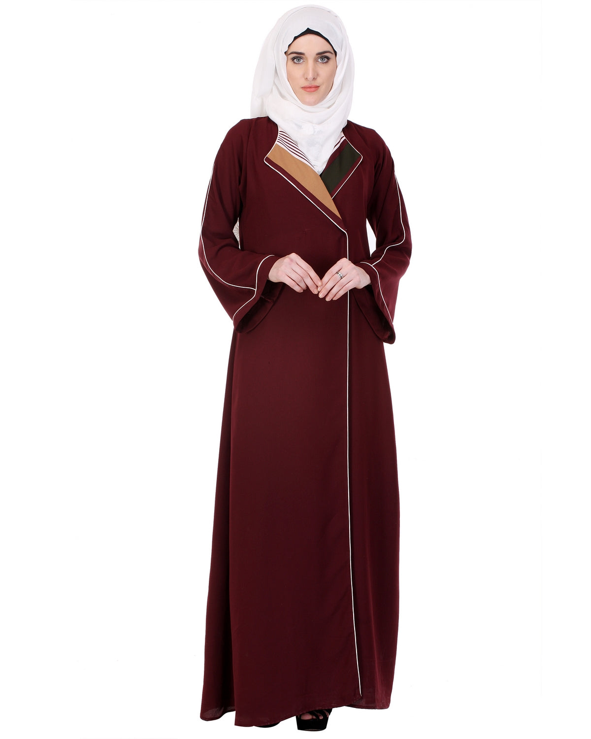 Chocolate Bell Sleeved Coat Style Abaya Chocolate Brown