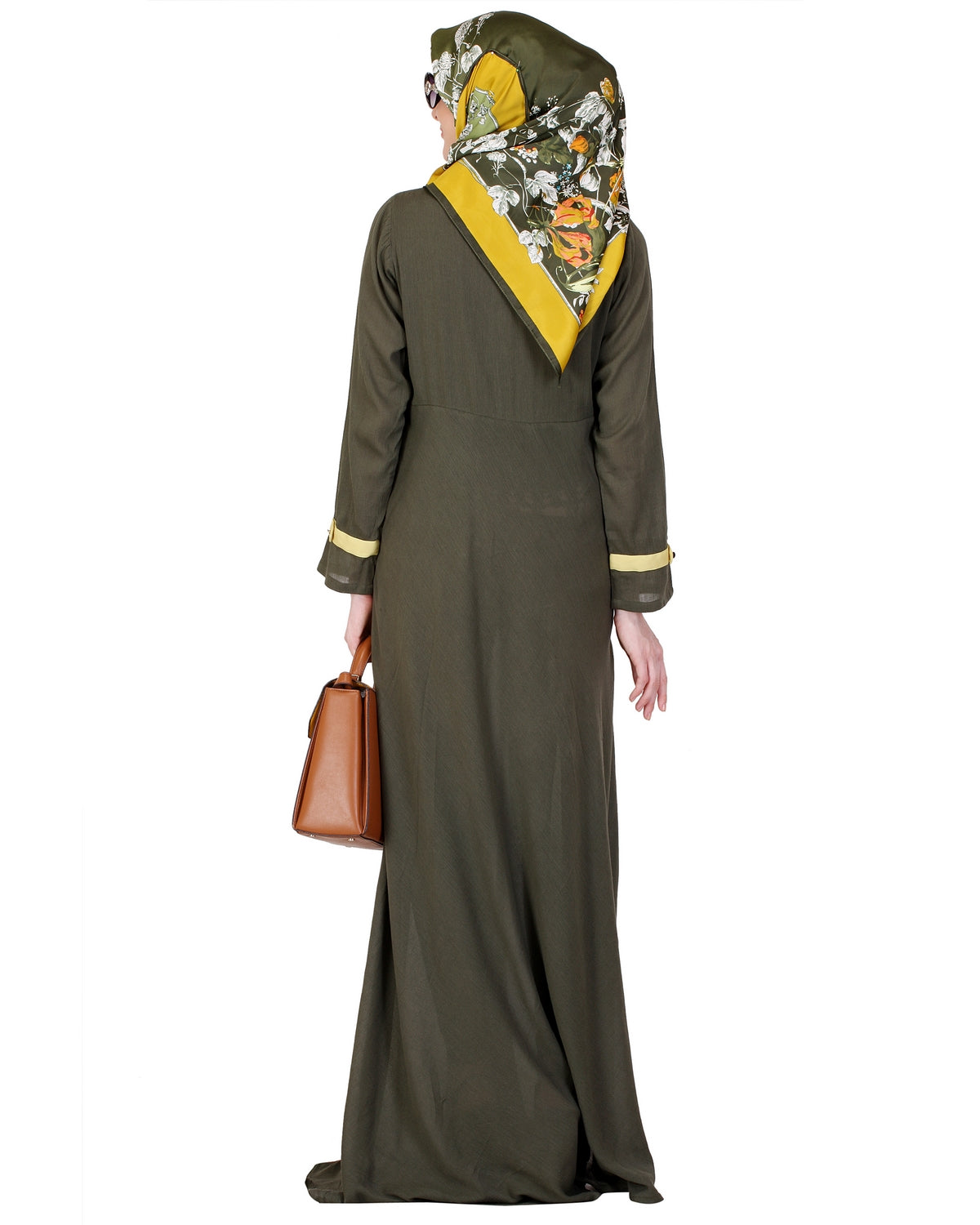 Crossover Yoke Flared Abaya Green