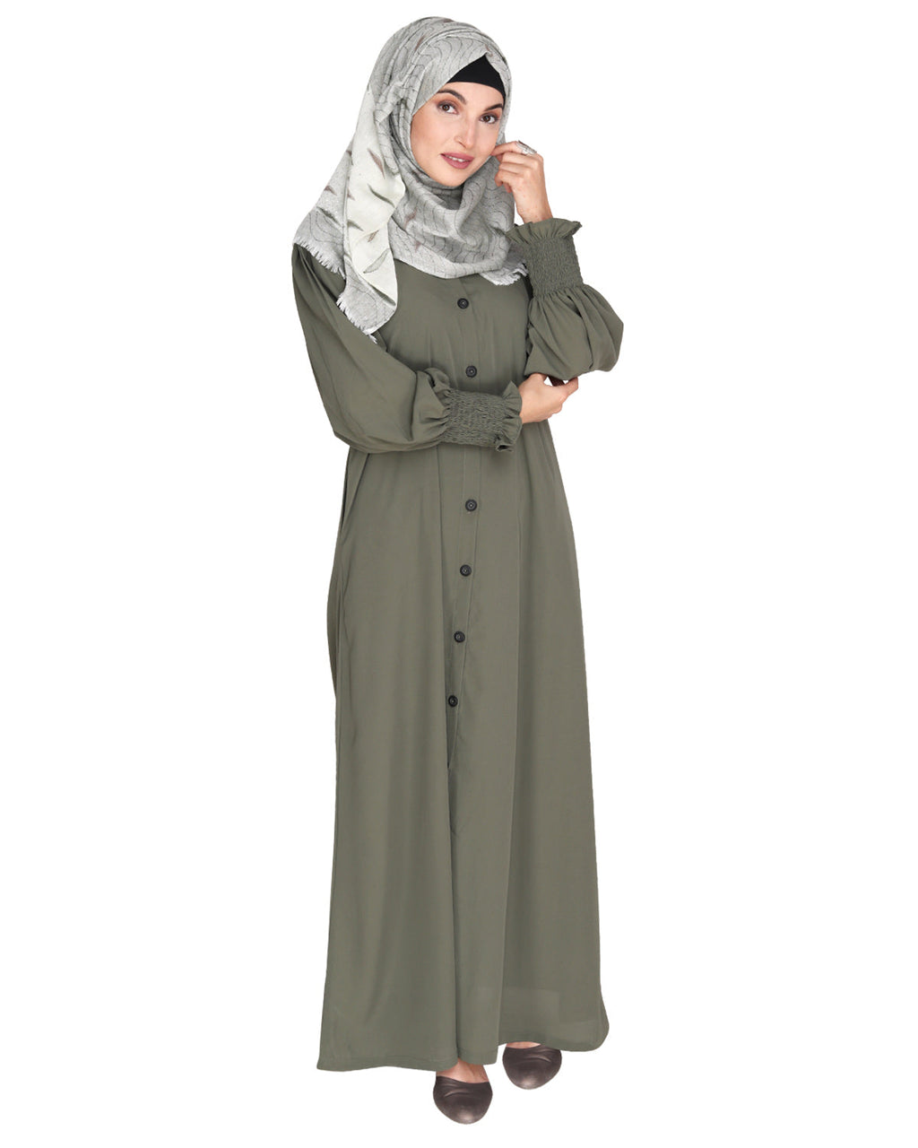 Voguish Front Open Abaya Dead Mint