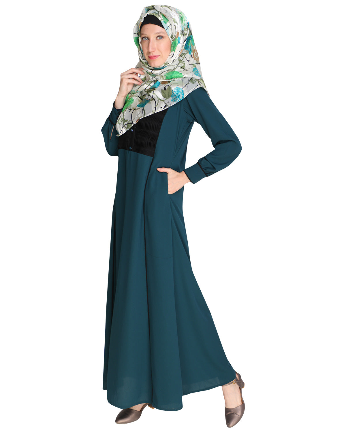 Wavetucks Yoke Abaya Green