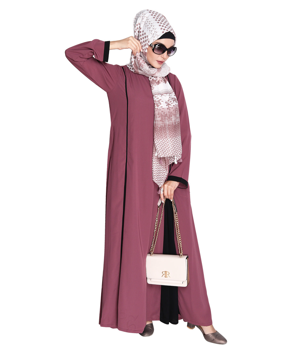 Wavetucks Yoke Abaya Onion Pink