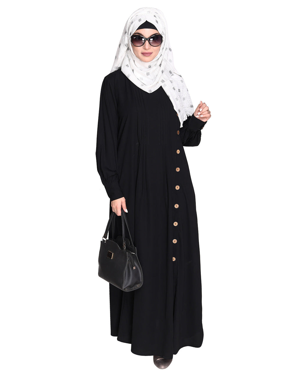 Flowy and Elegant Pintuck Abaya Black