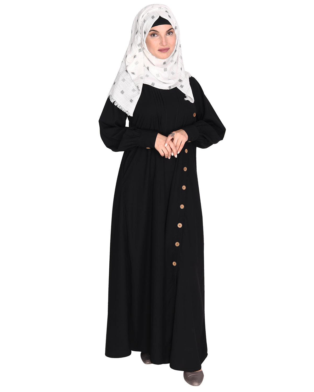 Flowy and Elegant Pintuck Abaya Black