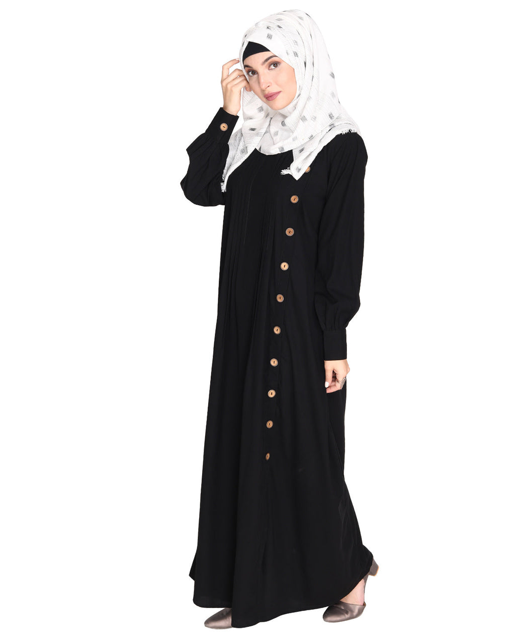 Flowy and Elegant Pintuck Abaya Black