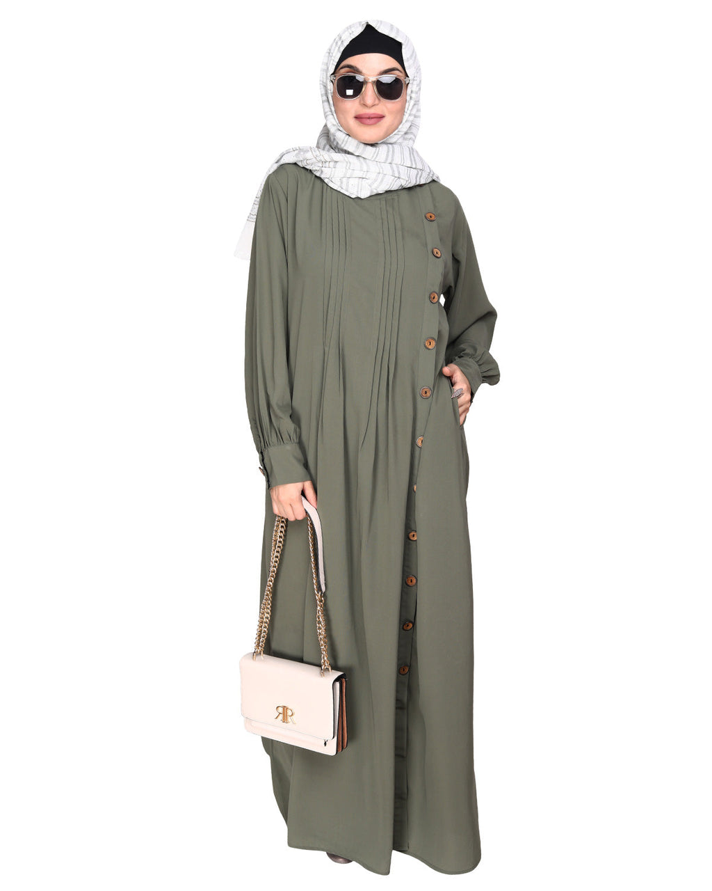 Flowy and Elegant Pintuck Abaya Dead Mint