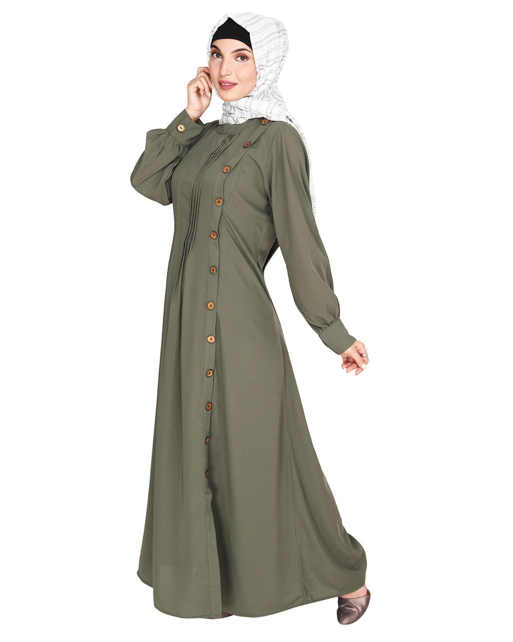 Flowy and Elegant Pintuck Abaya Dead Mint