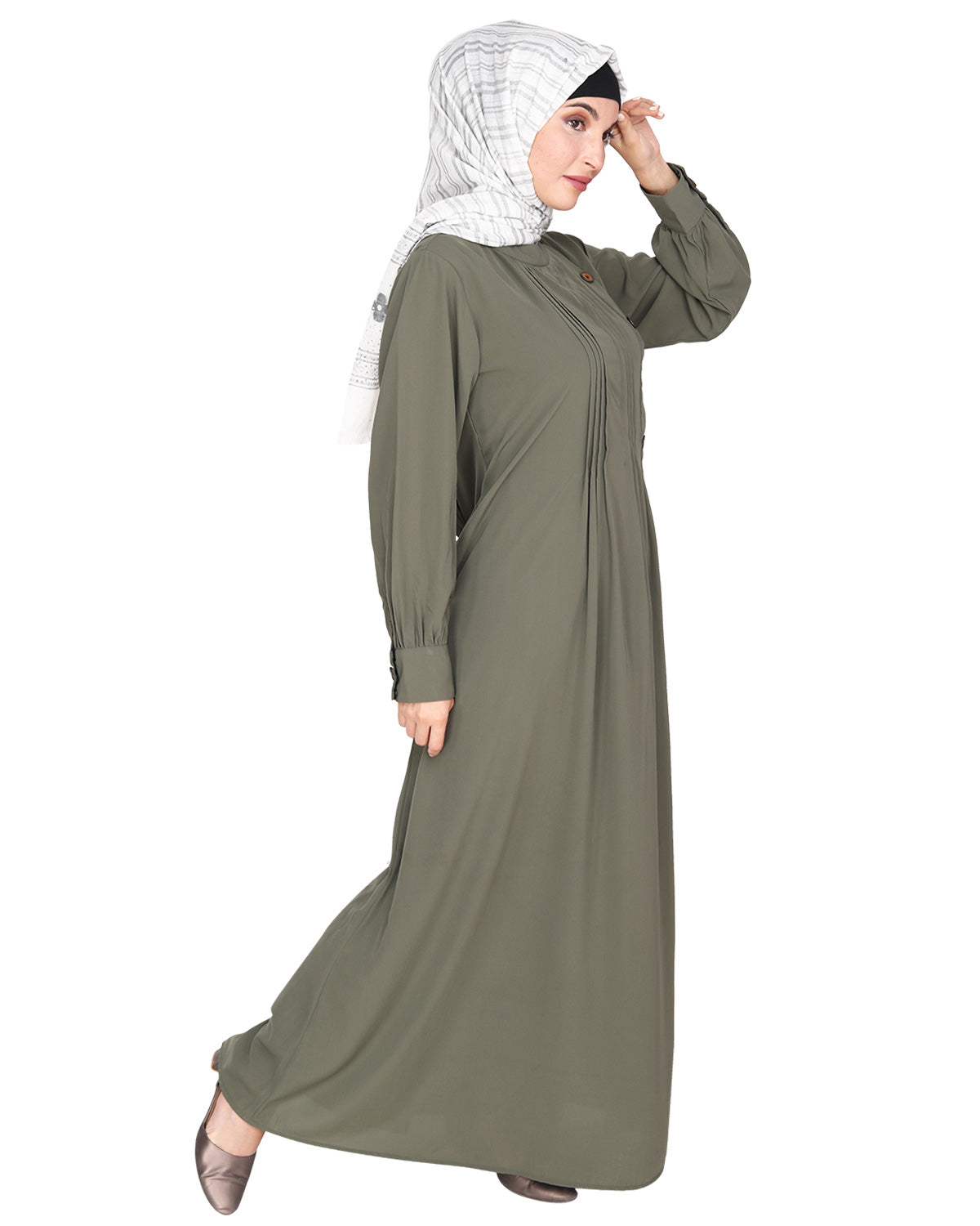 Flowy and Elegant Pintuck Abaya Dead Mint