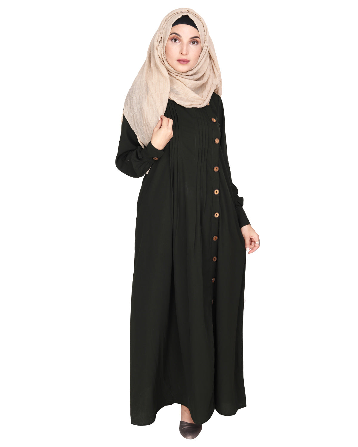 Flowy and Elegant Pintuck Abaya Olive