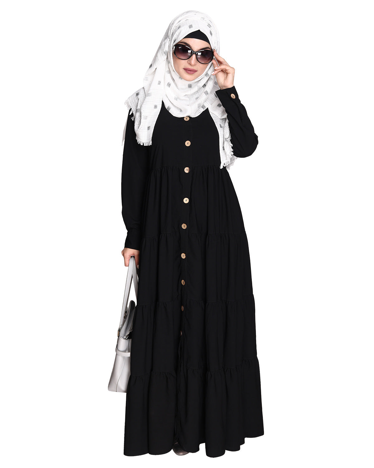 Contemporary Multi Layered Gather Dress Black