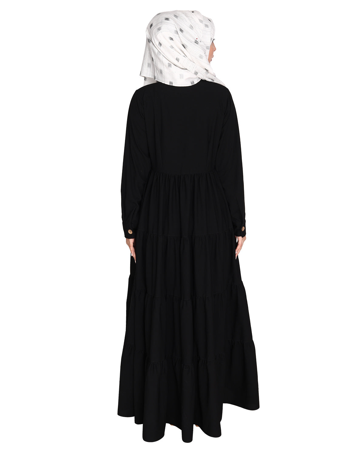 Contemporary Multi Layered Gather Dress Black