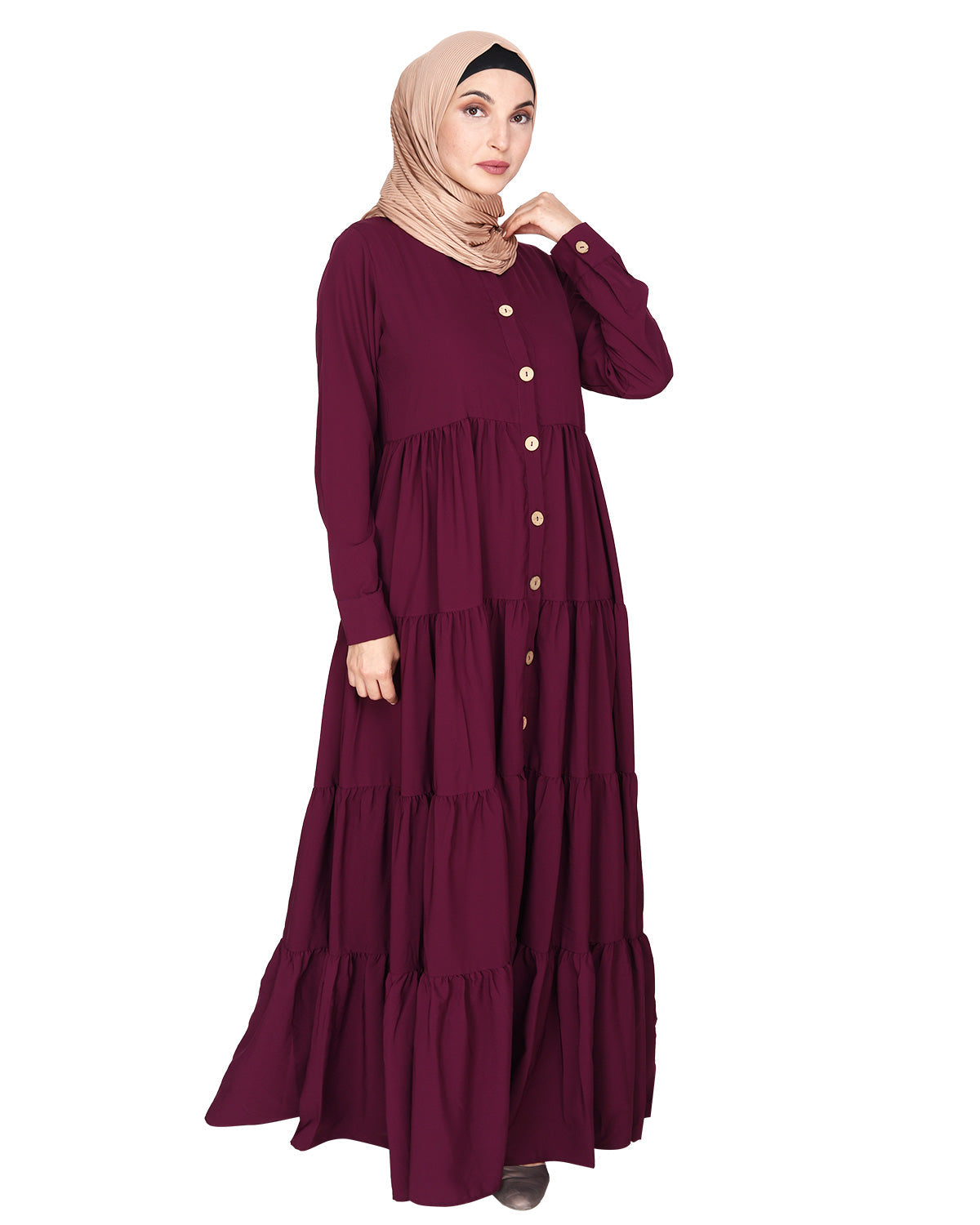 Contemporary Multi Layered Gather Dress Purple